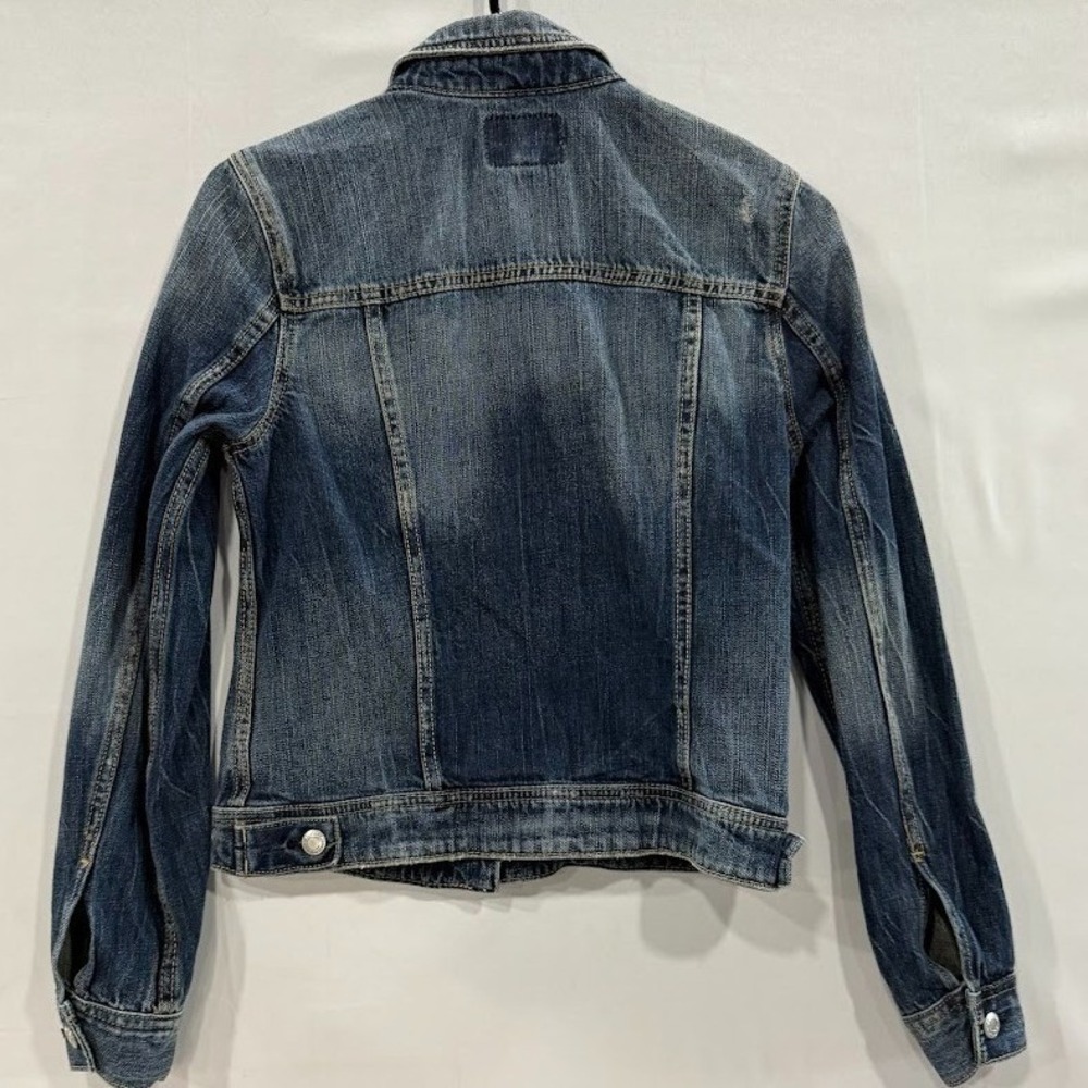 VTG Y2K American Eagle Jean Jacket Womens Small Blue Denim Button Front Trucker - Picture 2 of 5